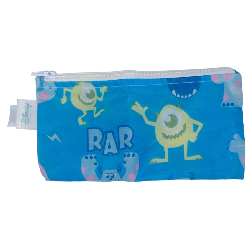 Disney Bumpkins Monsters Inc blue & green reusable zipper snacks bag size small